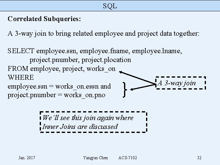 SQL Correlated Subqueries: A 3 -way join to bring related employee and project data