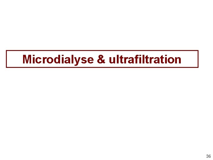 Microdialyse & ultrafiltration 36 