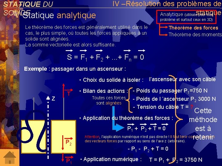 STATIQUE DU SOLIDE Statique analytique IV –Résolution des problèmes de Analytique (utiliséestatique pour tout