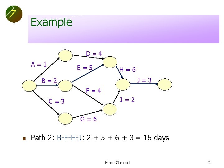 7 Example D=4 A=1 E=5 H=6 J=3 B=2 F=4 I=2 C=3 G=6 n Path