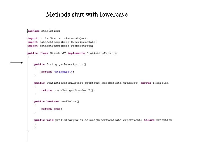 Methods start with lowercase 