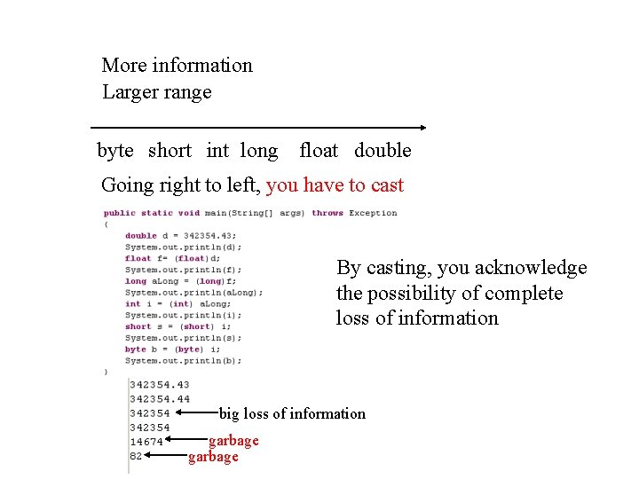 More information Larger range byte short int long float double Going right to left,