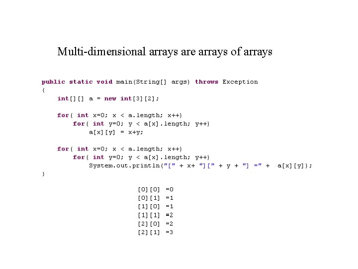 Multi-dimensional arrays are arrays of arrays 