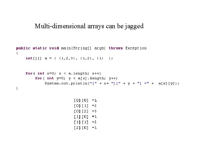 Multi-dimensional arrays can be jagged 