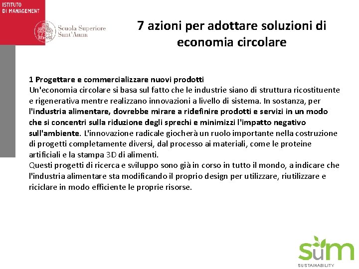 7 azioni per adottare soluzioni di economia circolare 1 Progettare e commercializzare nuovi prodotti