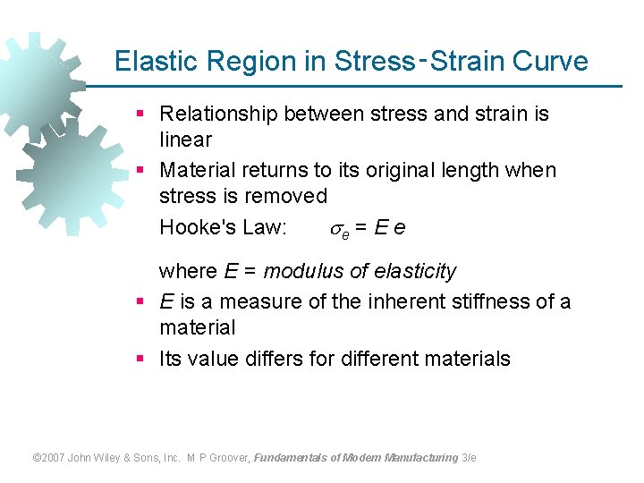 Elastic Region in Stress‑Strain Curve § Relationship between stress and strain is linear §