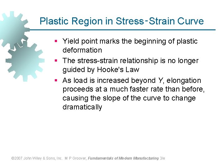 Plastic Region in Stress‑Strain Curve § Yield point marks the beginning of plastic deformation