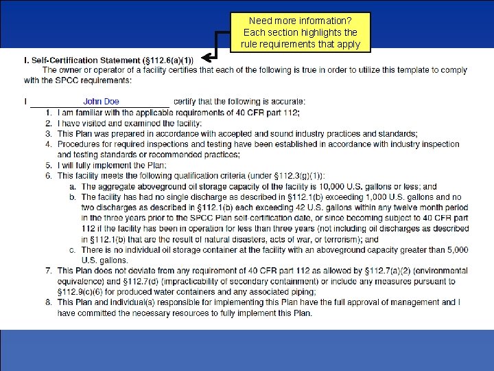 Need more information? Each section highlights the rule requirements that apply 