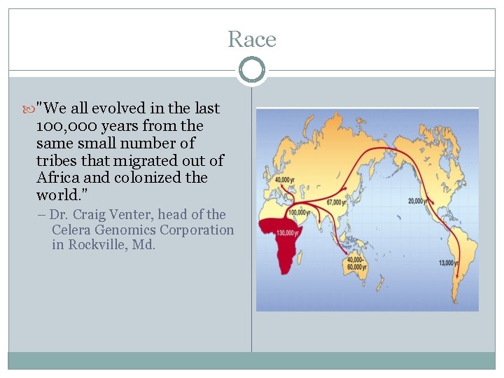 Race "We all evolved in the last 100, 000 years from the same small
