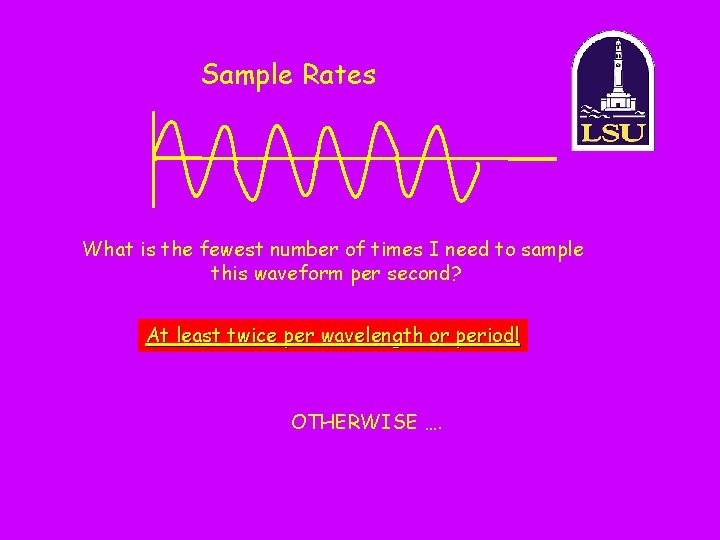 Sample Rates What is the fewest number of times I need to sample this