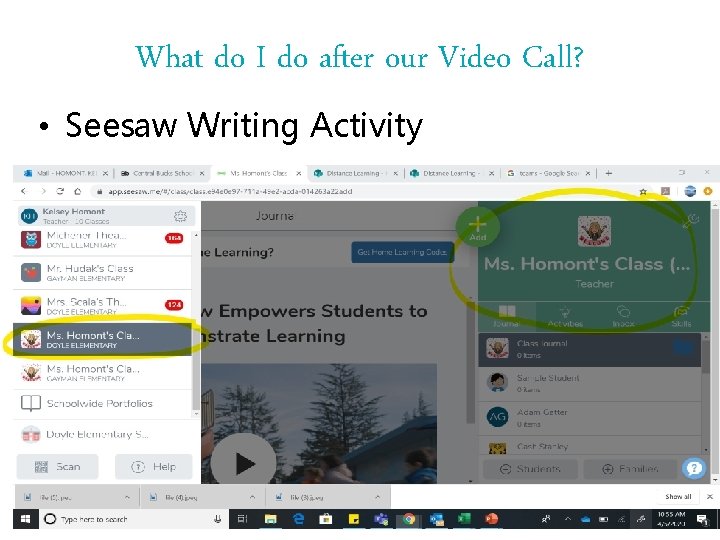 What do I do after our Video Call? • Seesaw Writing Activity 