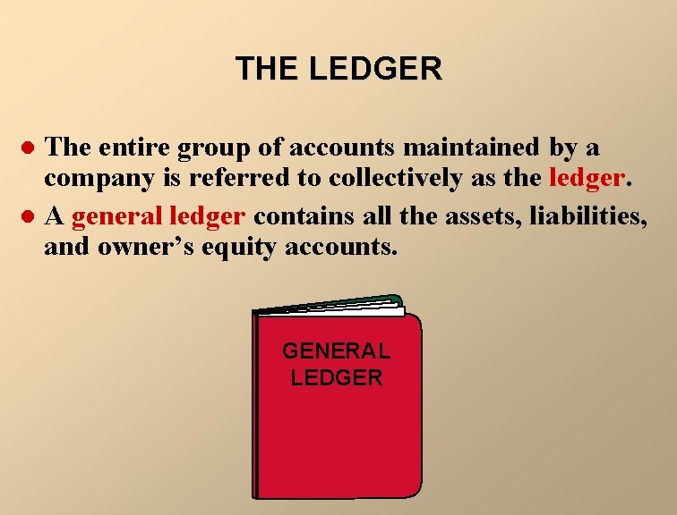 THE LEDGER The entire group of accounts maintained by a company is referred to