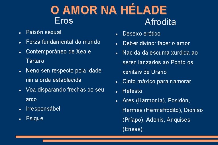 O AMOR NA HÉLADE Eros Afrodita Paixón sexual Desexo erótico Forza fundamental do mundo