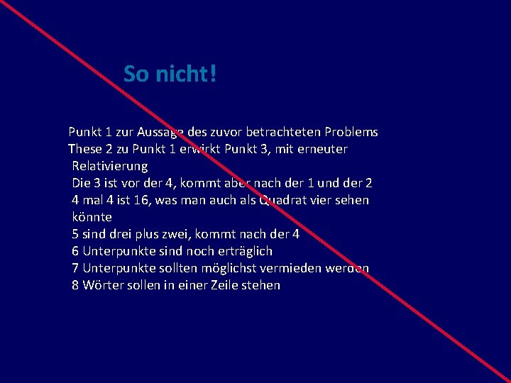 So nicht! Punkt 1 zur Aussage des zuvor betrachteten Problems These 2 zu Punkt