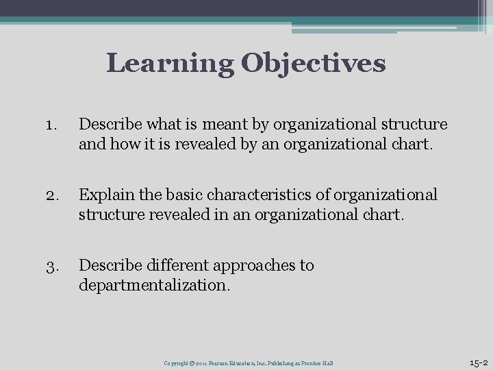 Learning Objectives 1. Describe what is meant by organizational structure and how it is Learning Objectives 1. Describe what is meant by organizational structure and how it is