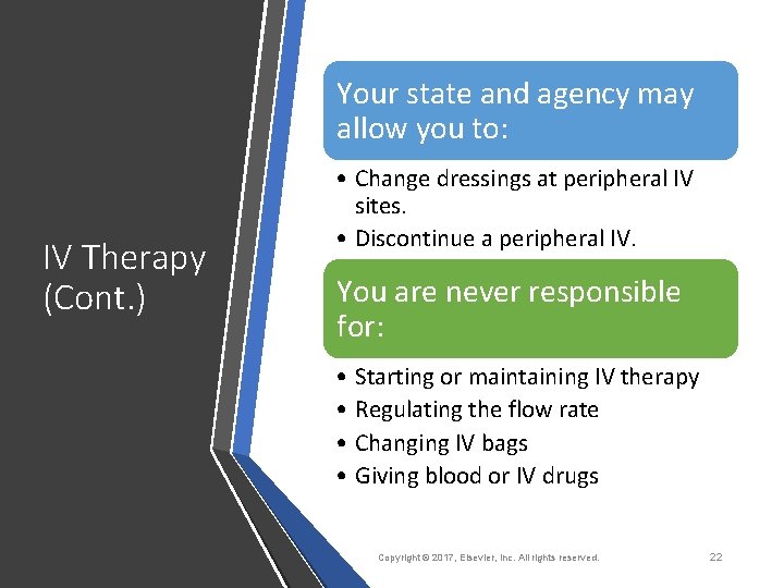 Your state and agency may allow you to: IV Therapy (Cont. ) • Change