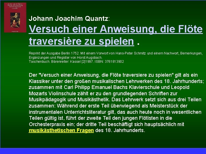 Johann Joachim Quantz: Versuch einer Anweisung, die Flöte traversière zu spielen. Reprint der Ausgabe