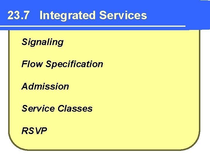 23. 7 Integrated Services Signaling Flow Specification Admission Service Classes RSVP 