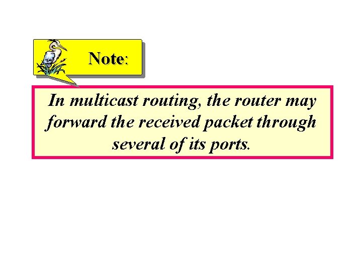 Note: In multicast routing, the router may forward the received packet through several of