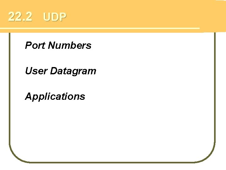 22. 2 UDP Port Numbers User Datagram Applications 