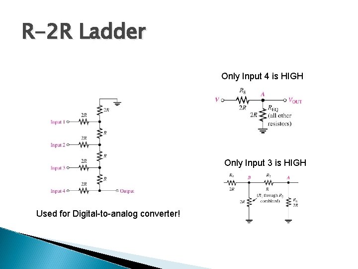 R-2 R Ladder Only Input 4 is HIGH Only Input 3 is HIGH Used