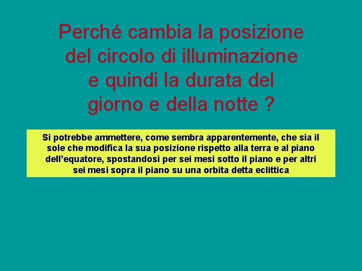 Perché cambia la posizione del circolo di illuminazione e quindi la durata del giorno