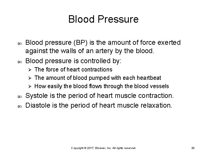 Blood Pressure Blood pressure (BP) is the amount of force exerted against the walls