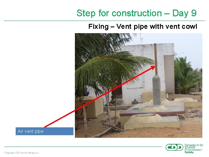 Step for construction – Day 9 Fixing – Vent pipe with vent cowl Air