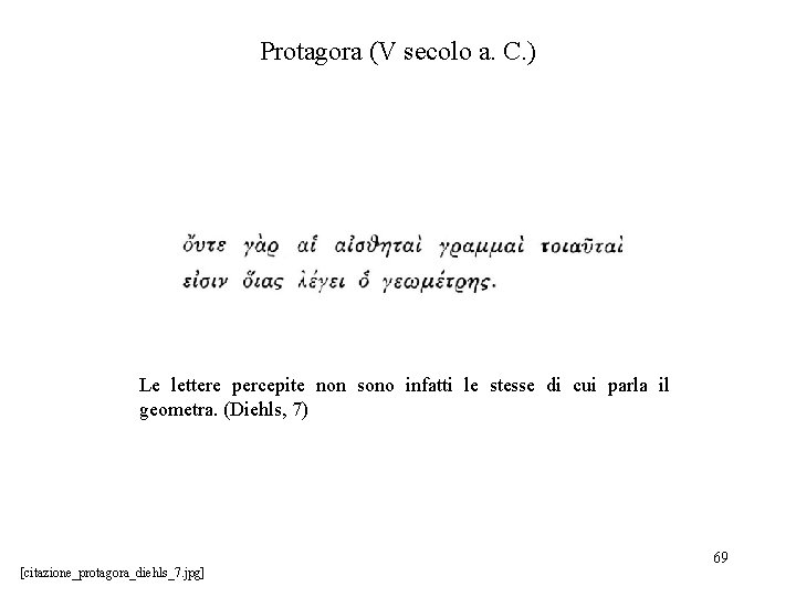 Protagora (V secolo a. C. ) Le lettere percepite non sono infatti le stesse