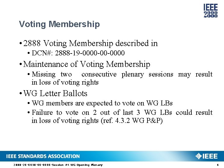 Voting Membership • 2888 Voting Membership described in • DCN#: 2888 -19 -0000 -00