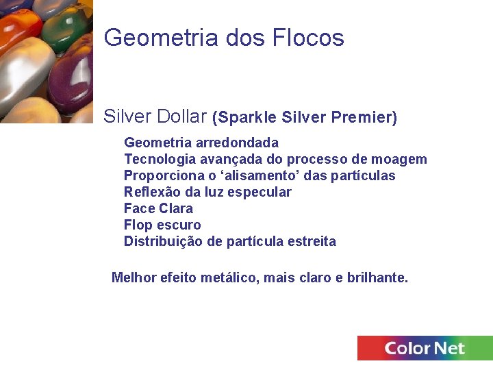 Geometria dos Flocos Silver Dollar (Sparkle Silver Premier) Geometria arredondada Tecnologia avançada do processo