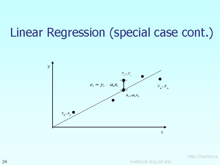 Linear Regression (special case cont. ) y x 24 lmethods. eng. usf. edu http: