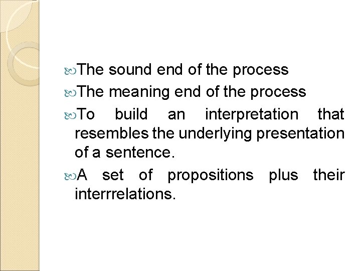  The sound end of the process The meaning end of the process To