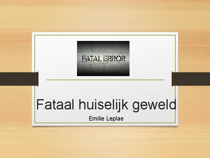 Fataal huiselijk geweld Emilie Leplae 