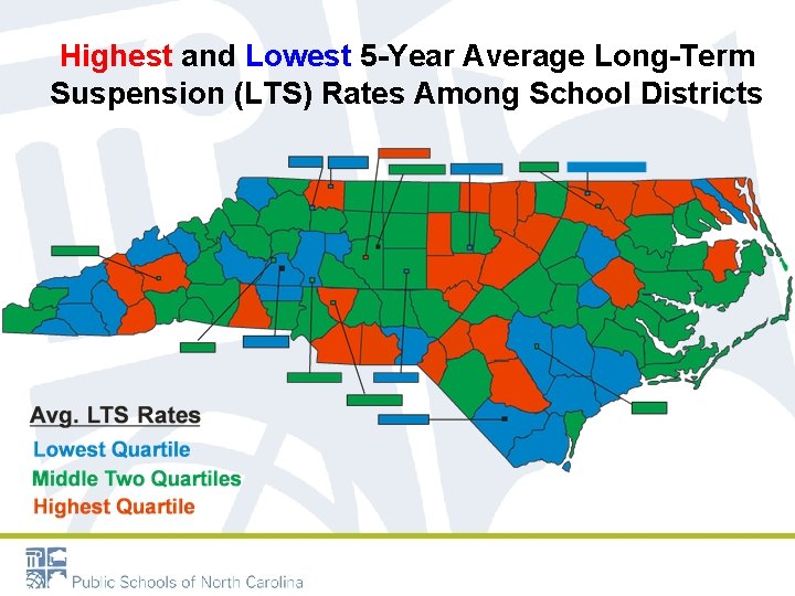 Highest and Lowest 5 -Year Average Long-Term Suspension (LTS) Rates Among School Districts 