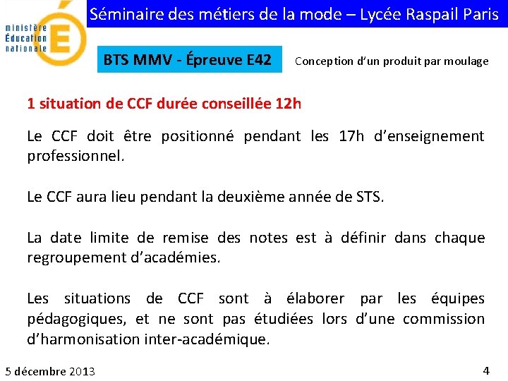 Séminaire des métiers de la mode – Lycée Raspail Paris BTS MMV - Épreuve