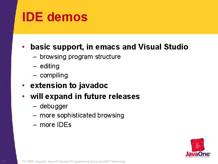 IDE demos • basic support, in emacs and Visual Studio – browsing program structure