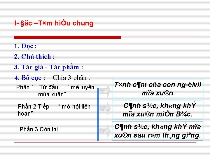 I §äc –T×m hiÓu chung 1. Đọc : 2. Chú thích : 3. Tác