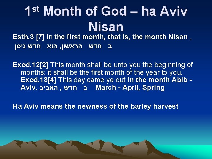 st 1 Month of God – ha Aviv Nisan Esth. 3 [7] In the