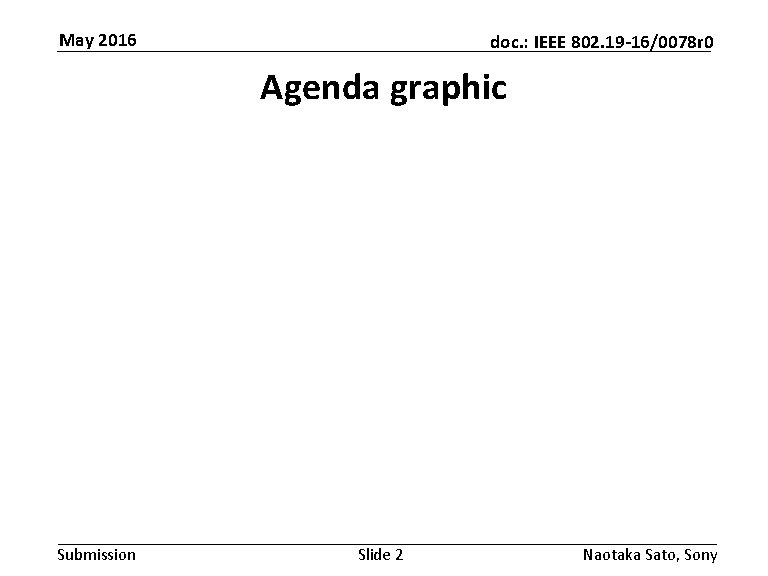 May 2016 doc. : IEEE 802. 19 -16/0078 r 0 Agenda graphic Submission Slide