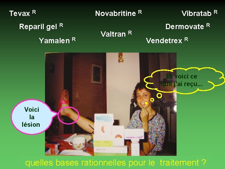 Tevax R Novabritine R Reparil gel R Yamalen R Valtran R Vibratab R Dermovate
