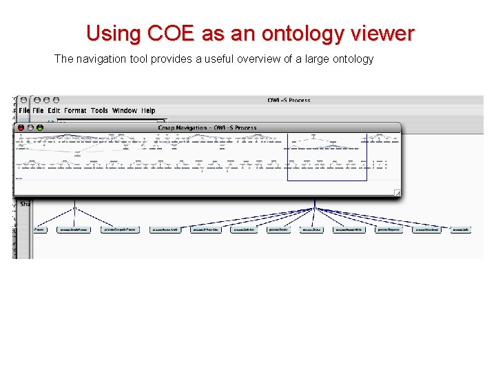 Using COE as an ontology viewer The navigation tool provides a useful overview of