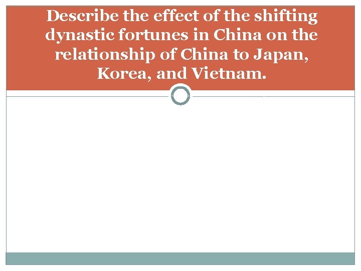 Describe the effect of the shifting dynastic fortunes in China on the relationship of