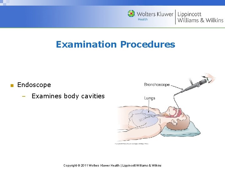 Examination Procedures ■ Endoscope – Examines body cavities Copyright © 2011 Wolters Kluwer Health