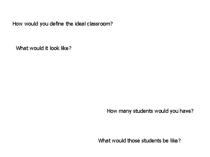 How would you define the ideal classroom? What would it look like? How many