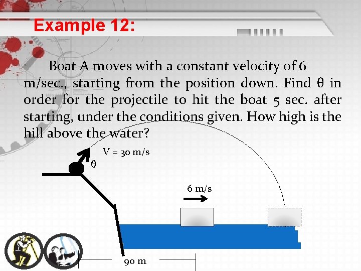 Example 12: Boat A moves with a constant velocity of 6 m/sec. , starting