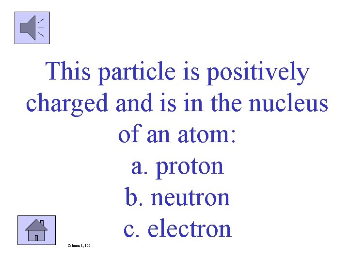 This particle is positively charged and is in the nucleus of an atom: a.