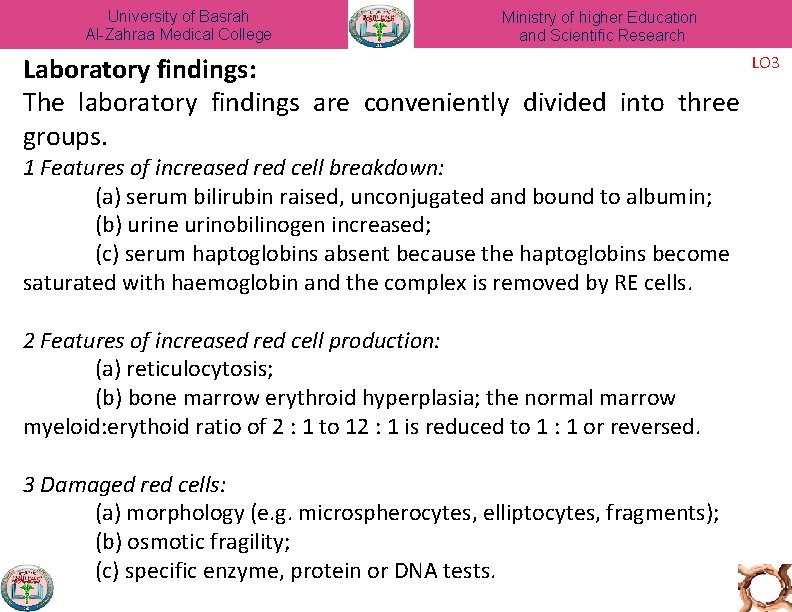 University of Basrah Al-Zahraa Medical College Ministry of higher Education and Scientific Research Laboratory