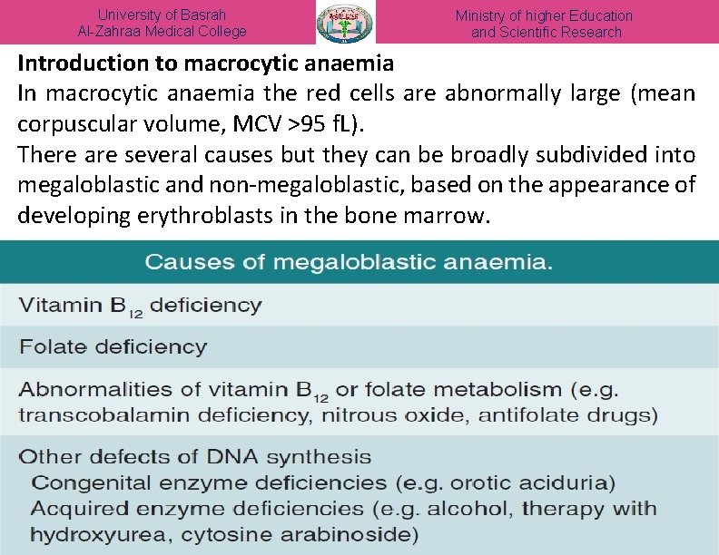 University of Basrah Al-Zahraa Medical College Ministry of higher Education and Scientific Research Introduction