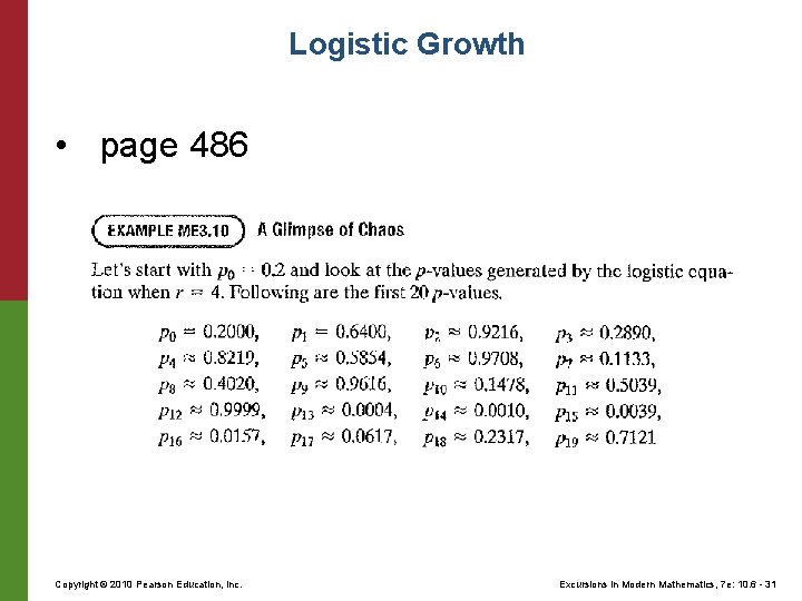 Logistic Growth • page 486 Copyright © 2010 Pearson Education, Inc. Excursions in Modern Logistic Growth • page 486 Copyright © 2010 Pearson Education, Inc. Excursions in Modern